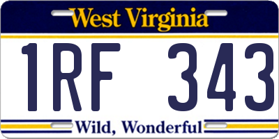WV license plate 1RF343