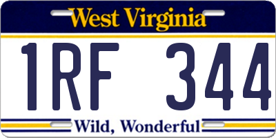 WV license plate 1RF344