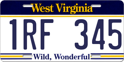 WV license plate 1RF345