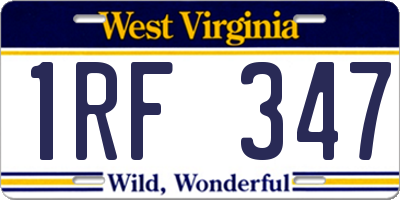 WV license plate 1RF347