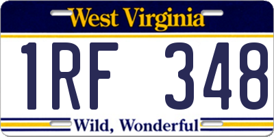 WV license plate 1RF348