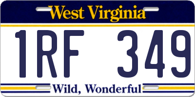 WV license plate 1RF349