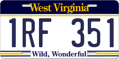 WV license plate 1RF351