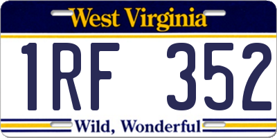 WV license plate 1RF352