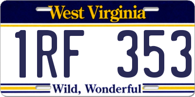 WV license plate 1RF353
