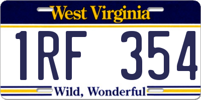 WV license plate 1RF354