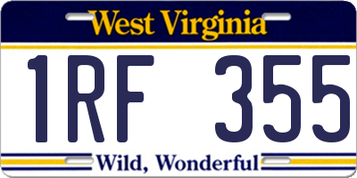 WV license plate 1RF355