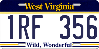 WV license plate 1RF356