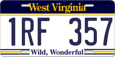 WV license plate 1RF357