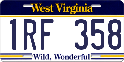 WV license plate 1RF358
