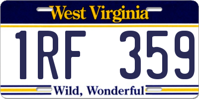 WV license plate 1RF359