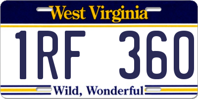 WV license plate 1RF360
