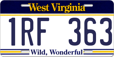 WV license plate 1RF363