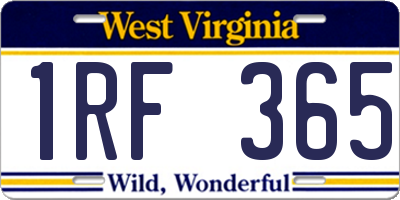 WV license plate 1RF365