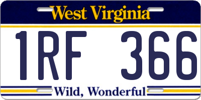 WV license plate 1RF366