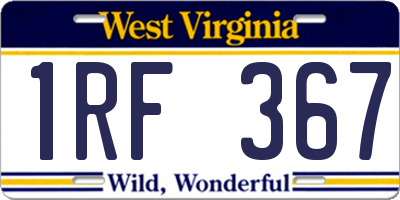 WV license plate 1RF367