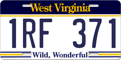 WV license plate 1RF371
