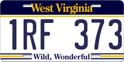 WV license plate 1RF373
