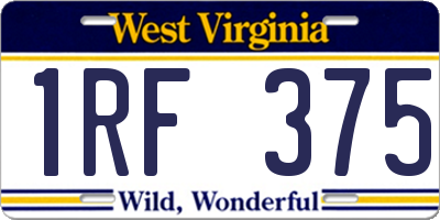 WV license plate 1RF375