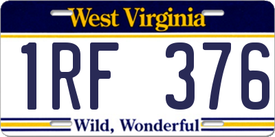 WV license plate 1RF376