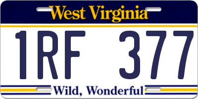 WV license plate 1RF377