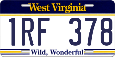 WV license plate 1RF378