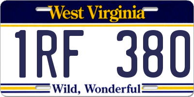 WV license plate 1RF380