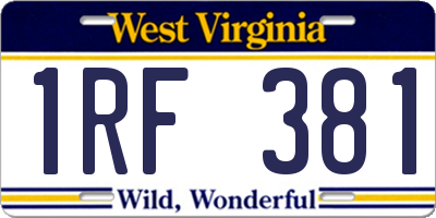 WV license plate 1RF381