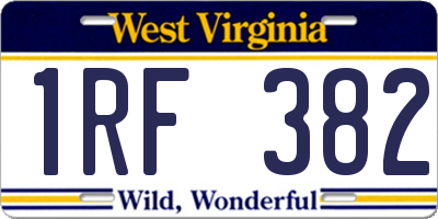 WV license plate 1RF382