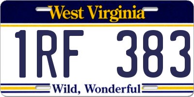 WV license plate 1RF383