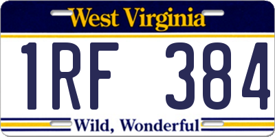 WV license plate 1RF384
