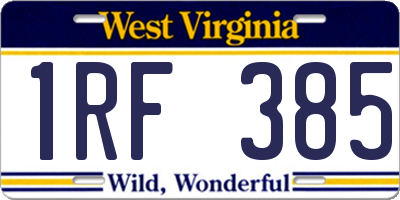 WV license plate 1RF385