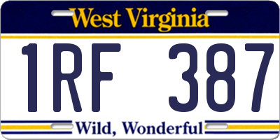 WV license plate 1RF387