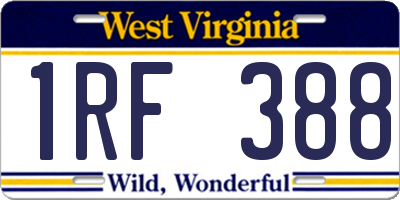 WV license plate 1RF388