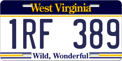 WV license plate 1RF389