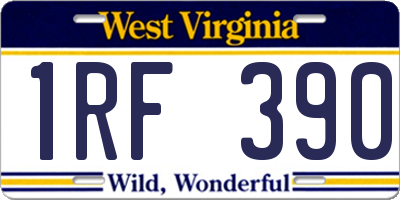 WV license plate 1RF390