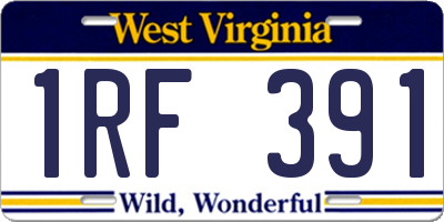 WV license plate 1RF391