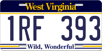 WV license plate 1RF393