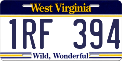 WV license plate 1RF394