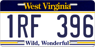 WV license plate 1RF396