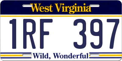 WV license plate 1RF397