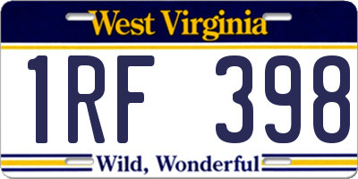 WV license plate 1RF398