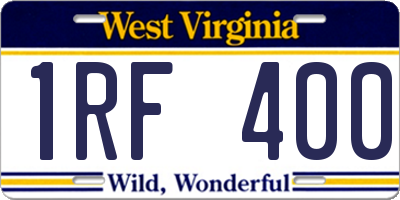 WV license plate 1RF400