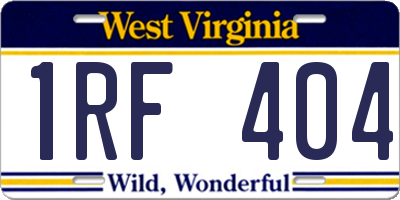 WV license plate 1RF404