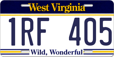WV license plate 1RF405