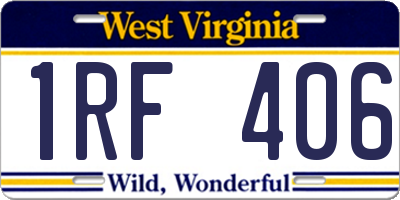 WV license plate 1RF406