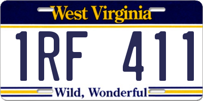 WV license plate 1RF411