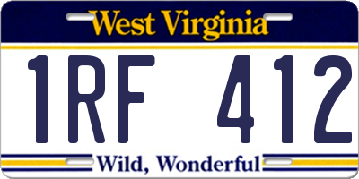 WV license plate 1RF412