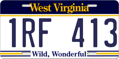 WV license plate 1RF413