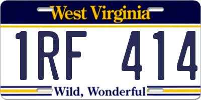 WV license plate 1RF414